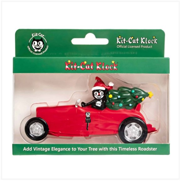 Kit-Cat Klock Driving a 1932 Red Ford Deuce Roadster ornament - Picture 5 of 6